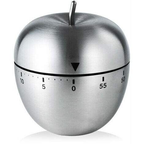 Fonepro 1 Pièce Minuteur de Cuisine Mecanique, Minuterie Cuisine Compte à Rebours 60 Minutes, Forme de Pomme, Minuterie de Cuisine Multifonction en Acier Inoxydable pour la Cuisine Cuisson Pâtisserie