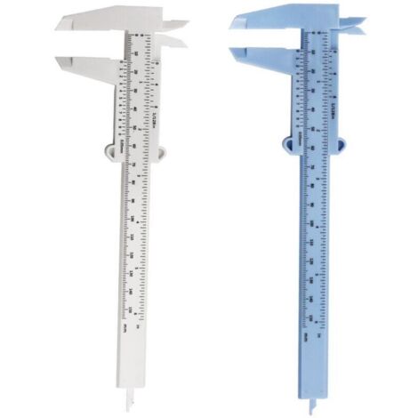 Fonepro 2Pcs 6 pouces 150 mm Mini pied à coulisse en plastique à double échelle pied à coulisse. outil de mesure de pied à coulisse. pour menuiserie. étudiant. mesure de bijoux. etc. blanc et bleu.