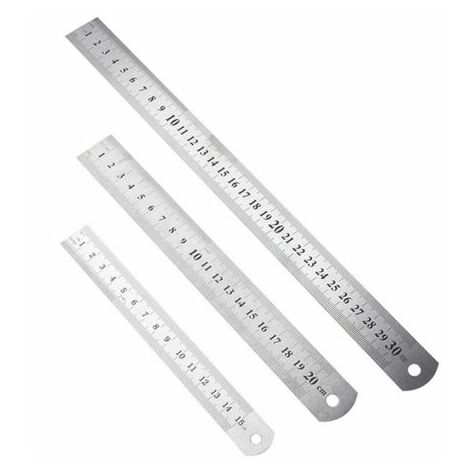Fonepro 3 Pcs Réglet en Inox Double Face Reglet Metallique Precision 15cm 20cm 30cm Outil Mesure Bord Droit Metal Acier Règle pour Étudiants et Bureau