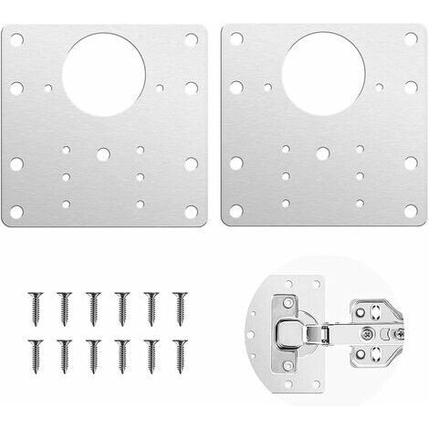 Fonepro Set di 2 staffe di riparazione per cerniere di mobili, piastra di riparazione con viti, kit di riparazione per cerniere di mobili, per mobili in legno, cucina, armadio
