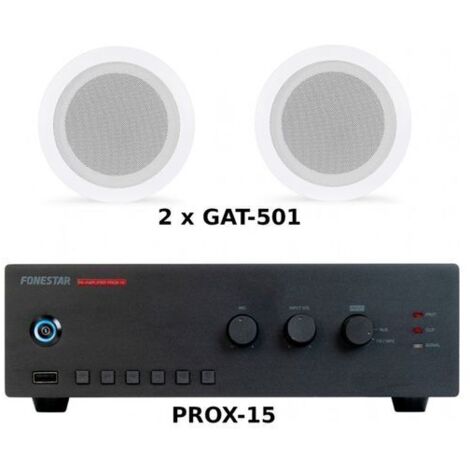 FONESTAR PACK AHORRO 50 - AMPLIFICADOR PROX-15 + PAREJA ALTAVOCES DE TECHO GAT-501