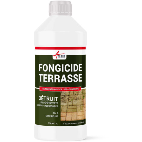 Fongicide, anti dépôt vert, concentré, pour terrasse et sols, élimine, algues et lichens, anti-mousse - 1 L (jusqu'à 250 m²) - ARCANE INDUSTRIES