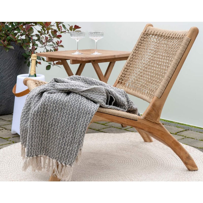 Lisa Design - Fonni - plaid - 130x160 cm - en coton recyclé - noir / blanc