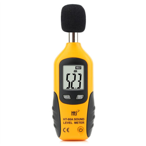 Fonometro 30-130 dBA, misuratore di decibel professionale con display retroilluminato (batteria da 9 V inclusa)