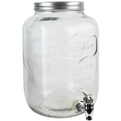 Fontaine à boisson en verre 8L – Large ouverture scellable – Robinet de service – Contenance 8L pour boissons rafraîchissantes – Bigbuy