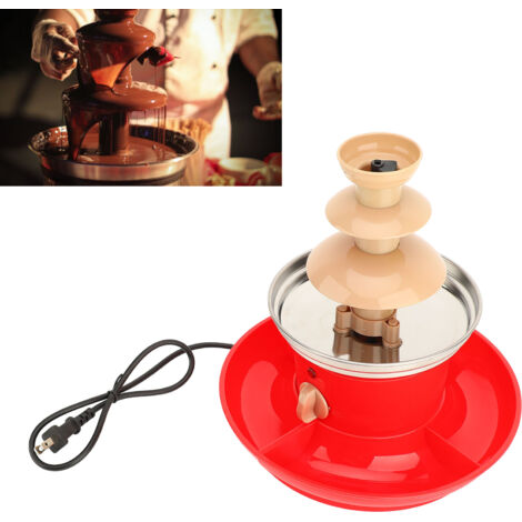 Fontaine à chocolat électrique tri-étagée 10 pouces pour réceptions - Machine de fondue chocolatée avec 3 niveaux, puissance 30W, design élégant en acier inoxydable et ABS.