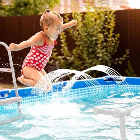 Fontaine à double jet, fontaine à arrosage réglable, compatible avec les accessoires de filetage de 1,5", fontaine de piscine adaptée aux jardins d'arrière-cour, aux piscines intérieures et extérieure