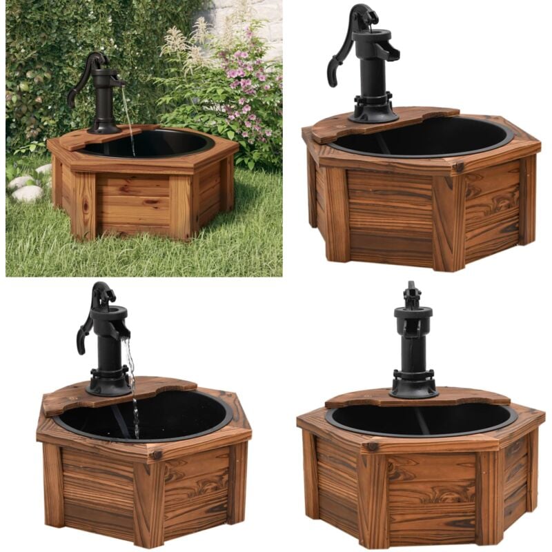 Vidaxl - Fontaine à eau avec pompe 57x57x53 cm Bois de sapin massif - fontaine d'eau - fontaines d'eau - Home & Living - Brun