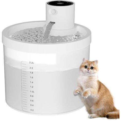 Fontaine a Eau Chat 2,2L Fontaine a Eau Chat sans Fil avec Detecteur de Mouvement,Distributeur Eau Chats Pompe à Eau Super Silencieuse,avec Filtrer,4000mAh Rechargeable