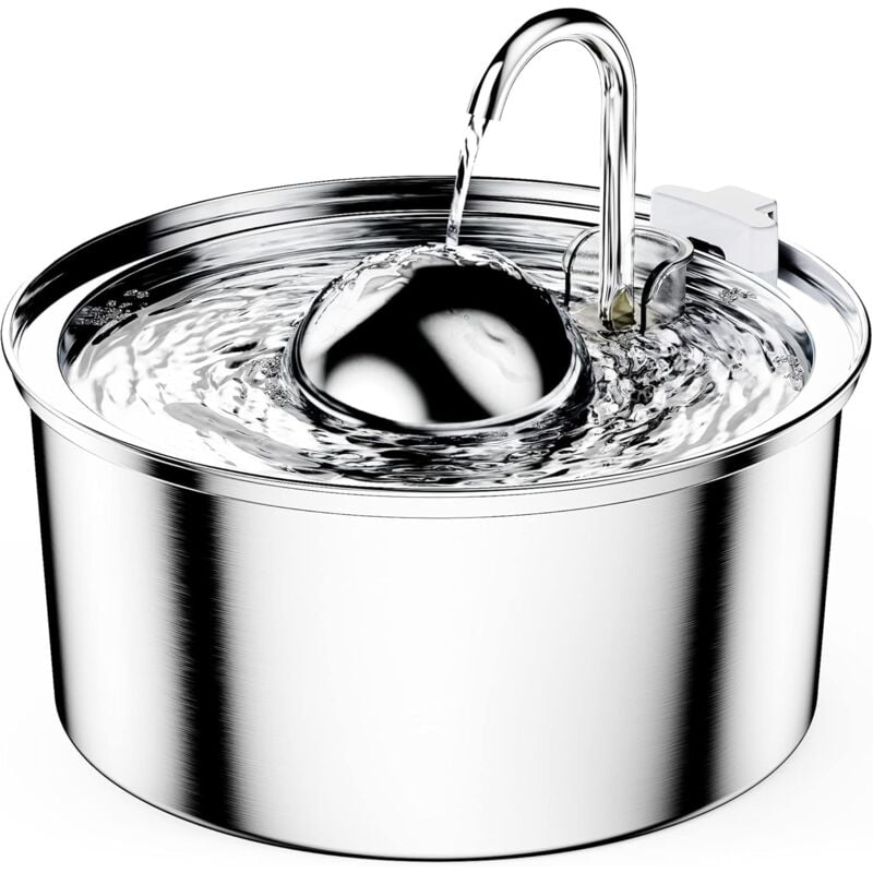 Fontaine a Eau Chat, 3,2L Fontaine à Eau pour Chat en Acier Inoxydable, Super Silencieux, Forme du Robinet, Multi-Filtration, Convient aux Chats,