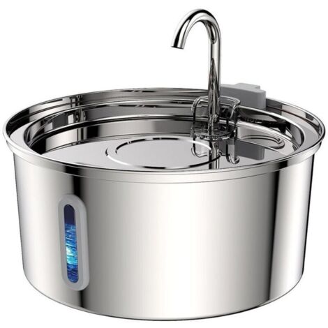 Fontaine a Eau Chat Acier Inoxydable: Fontaine à Eau pour Chat Ultra-Calme - 3,2L Distributeur Animal de Compagnie avec Fenêtre Transparente - Costume pour Petits Chien et Animaux