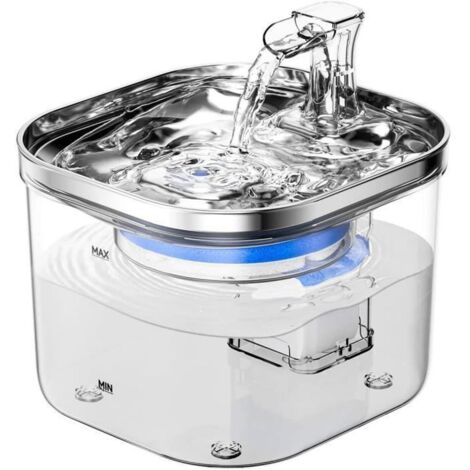 Fontaine à Eau Chat Chien - 2 Litres - Ultra Silencieuse - Niveau d\eau Visible - Filtre Triple Action - Facile à nettoyer 2l   pc
