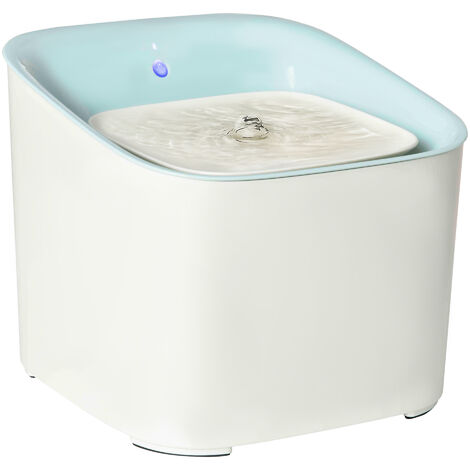 Fontaine à eau chat chien 3 L - Fontaine à eau silencieuse - 3 modes, capteur infrarouge, filtre, piètement antidérapant - ABS bleu blanc - Blanc