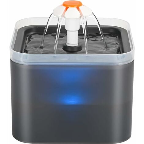 HEYTEA Fontaine a Eau Chat, Distributeur Eau pour Chat Ultra Silencieux, Distributeur Eau Chat avec Lumière LED, 2L Fontaine Chat, avec Filtre à Charbon Actif Et Pompe à Eau(Grise)