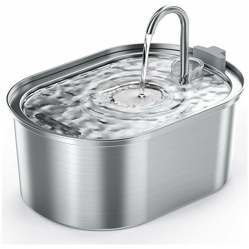 Fontaine a Eau Chat en Acier Inoxydable, 3,2L Fontaine à Eau pour Chat Automatique avec Pompe Silencieuse, Conception Passe au Lave-Vaisselle,
