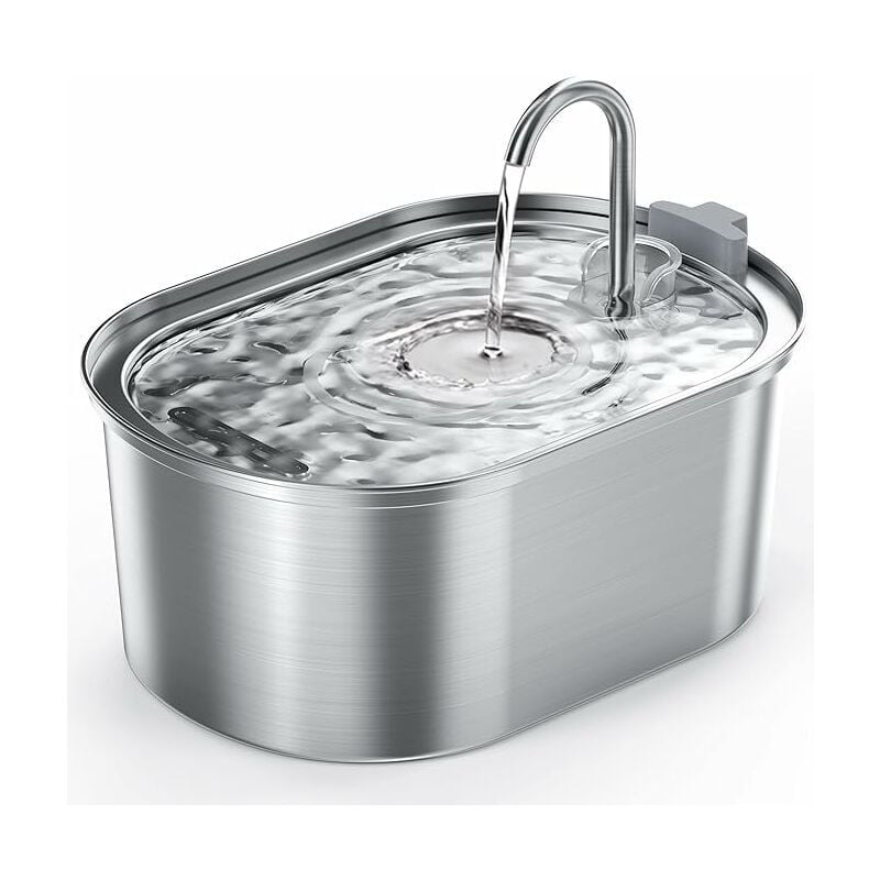 Fontaine a Eau Chat en Acier Inoxydable, 3,2L Fontaine à Eau pour Chat Automatique avec Pompe Silencieuse, Conception Passe au Lave-Vaisselle,
