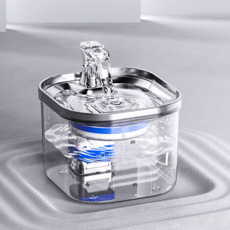 Fontaine a Eau Chat INOX, 2L Fontaine à Eau pour Chat Automatique pour Super Silencieuse Filtration à 4 Niveaux Bol d'eau Potable pour Plusieurs Animaux de Compagnie Stockage d'urgence Fontaine Chat