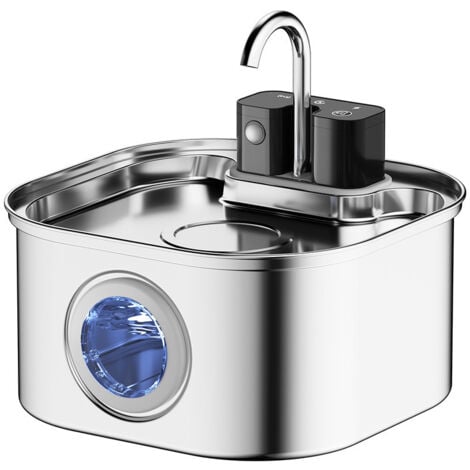 Fontaine à Eau En Acier Inoxydable De Grande Capacité Pour Chats Avec Système De