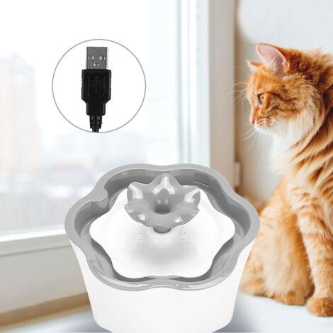 Fontaine à eau électrique automatique pour chats et chiens de 2 L avec filtre intégré (grise)