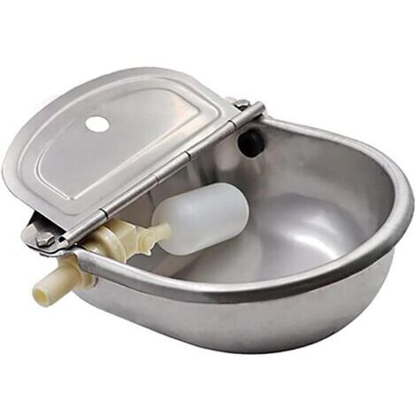 Fontaine à eau en acier inoxydable avec bouchon de vidange et robinet à flotteur réglable, adaptée aux chevaux, chiens, bovins, moutons, porcs, abreuvoir automatique pour bétail