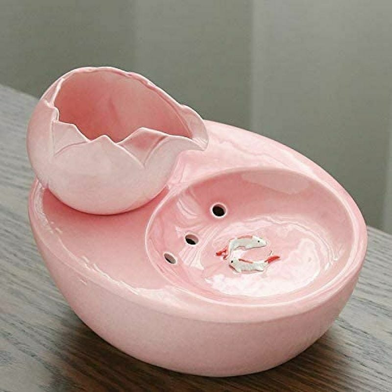 Fontaine à Eau en Céramique pour Animaux de Compagnie - Fontaine à Eau Verticale Lotus pour Chat - Filtre à Circulation Automatique pour une Eau