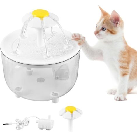 Fontaine à Eau pour Chat 1.5L Ultra Silencieuse avec Filtre et Deux Modes d'Écoulement