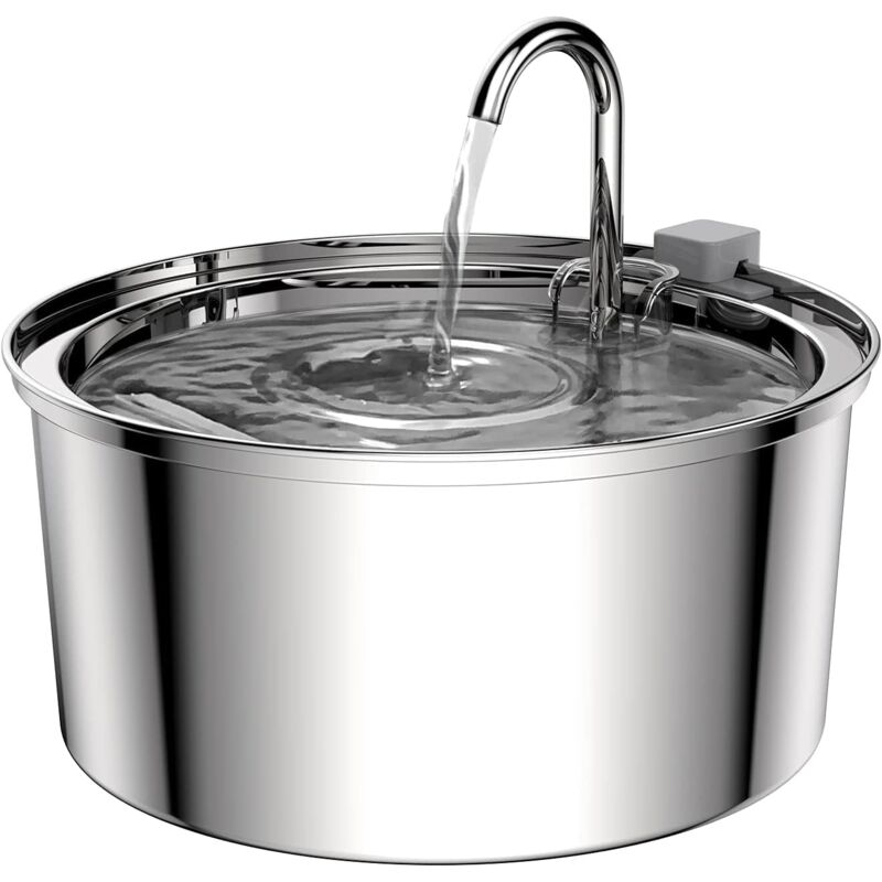 Fontaine à Eau pour Chat 3,2L, Fontaine pour Chat en Acier Inoxydable, avec Pompe améliorée et 1 filtres de Rechange-TREETALK