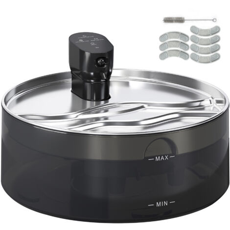 Fontaine à eau pour chat 7L avec pompe silencieuse, LED, filtre à charbon actif, acier inoxydable 30,6 x 30,6 x 17,2 cm