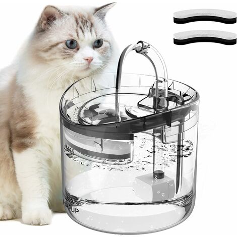 Fontaine a Eau pour Chat Automatique 1,8L Fontaines à Eau pour Chats Chiot Animaux avec 2 Modes d'eau Intelligents 2 Filtre Charbon 1 Pompe Fontaine Chat USB Silencieuse