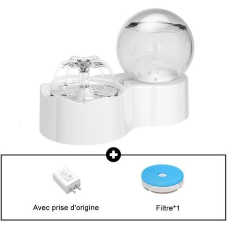 Fontaine à Eau pour Chat Chien - Parner - 2L - Silencieuse - Automatique - LED Fenêtre N