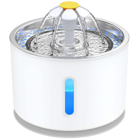 Fontaine à eau pour chat de 2,4 L, ultra-silencieuse, avec lumière LED, système de filtration quadruple, trois modes de débit d'eau, quatre filtres à charbon actif.
