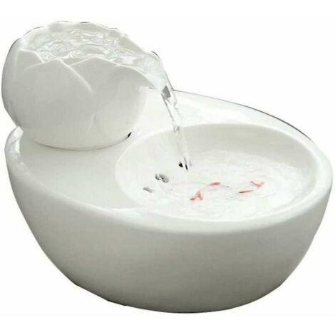 Fontaine à eau pour chat en céramique 1.3L – Design vertical silencieux – Filtre coton actif pour eau propre – Prévention problèmes rénaux