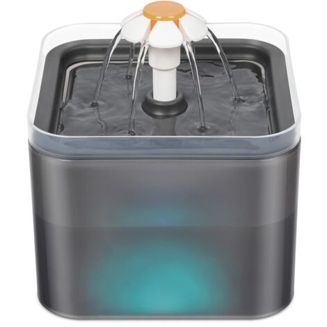 Fontaine à eau pour chat et chien - 2 l - Accessoire pour chat - Fonction veilleuse LED - Extrêmement silencieuse - Automatique - Avec filtre à charbon actif et pompe à eau（Gris）