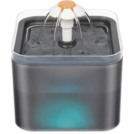 Fontaine à eau pour chat et chien - 2 l - Accessoire pour chat - Fonction veilleuse LED - Extrêmement silencieuse - Automatique - Avec filtre à charbon actif et pompe à eau（Gris）