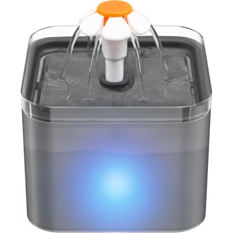 Fontaine à Eau pour Chat, Fontaine à Eau pour Chat de 2 L, Fontaine à Eau pour Chat Ultra-Silencieuse, Fontaine à Eau avec Lumière LED, Fontaine à Eau pour Chien, avec Filtre à Charbon Actif et Pompe 