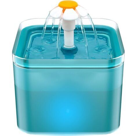 Fontaine à eau pour chat, fontaine à eau pour chat ultra-silencieuse avec lumière LED, 2 litres, filtration multiple, trois modes de débit d'eau,vert