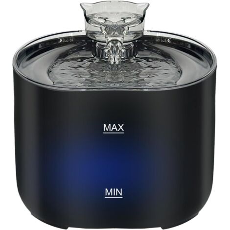 Fontaine à eau pour chat : fontaines à eau ultra silencieuses de 2,2 L/74 oz avec bec verseur en forme de chat, fontaine à eau pour animaux avec éclairage LED, fontaines à eau pour chats d'intérieur -