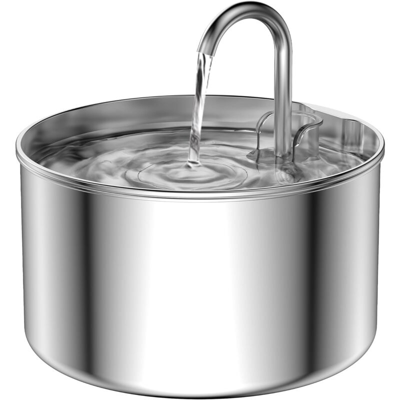 Csparkv - Fontaine à Eau pour Chat, sus 304 en Acier Inoxydable, 24 Heures Gardent l'eau Propre, Capacité de 2,2L, Ultra-Calme, Pas de Pulvérisation,