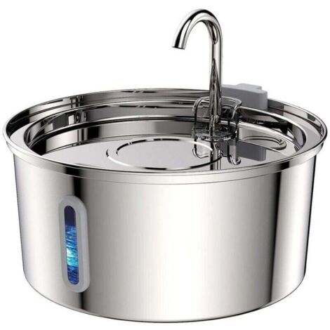 Fontaine À Eau Pour Chat Ultra Silencieuse En Acier Inoxydable 3 2L Avec Fenêtre Transparente Pour Chiens Et Animaux
