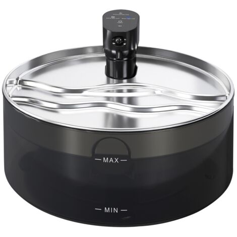 Fontaine à eau pour chats, 7 L, silencieuse avec pompe ultra-quiet, filtration au charbon actif, éclairage LED intégré, en acier inoxydable, dimensions : 30,6 × 30,6 × 17,2 cm