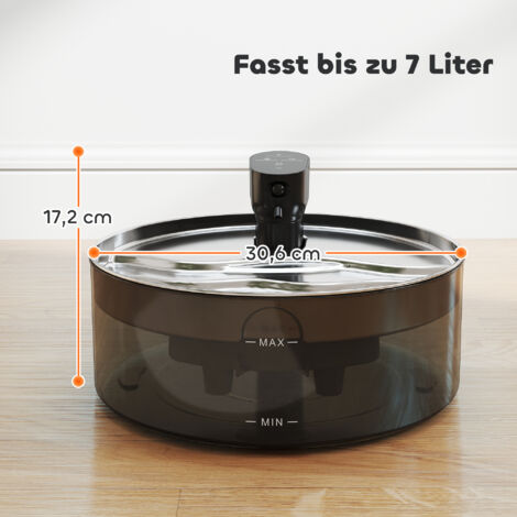 Fontaine à eau pour chats 7L avec pompe silencieuse, LED, filtre à charbon actif, acier inoxydable, 30,6 x 30,6 x 17,2 cm