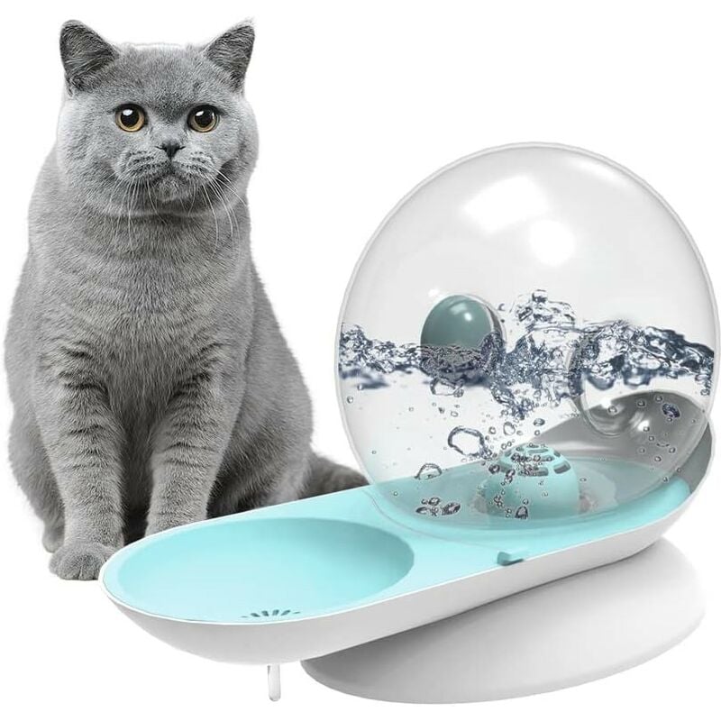 Fontaine à Eau pour Chats- Contient 2,8 litres, circulation automatique- Facile à nettoyer, Bleu