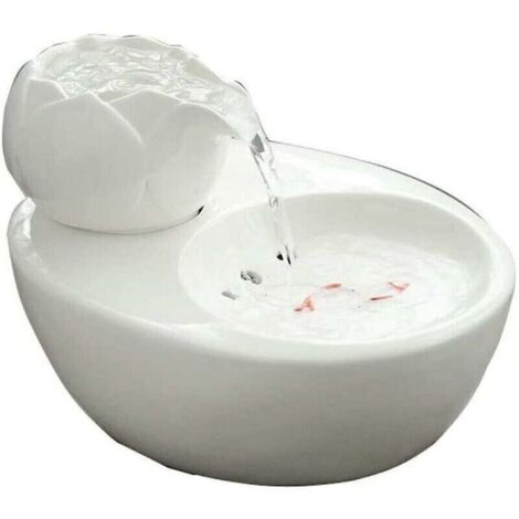 Fontaine à eau verticale Lotus pour chats – Distributeur d'eau en céramique pour animaux de compagnie – Filtre à circulation automatique pour une eau saine et hygiénique