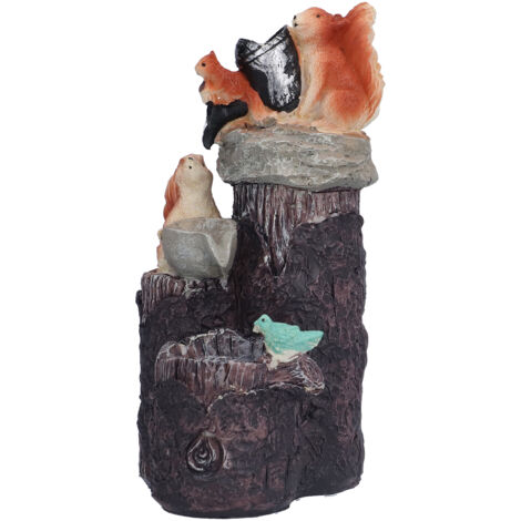Fontaine à Écureuil en Résine, Figurine Miniature pour Jardin, Pelouse et Décoration d'Intérieur