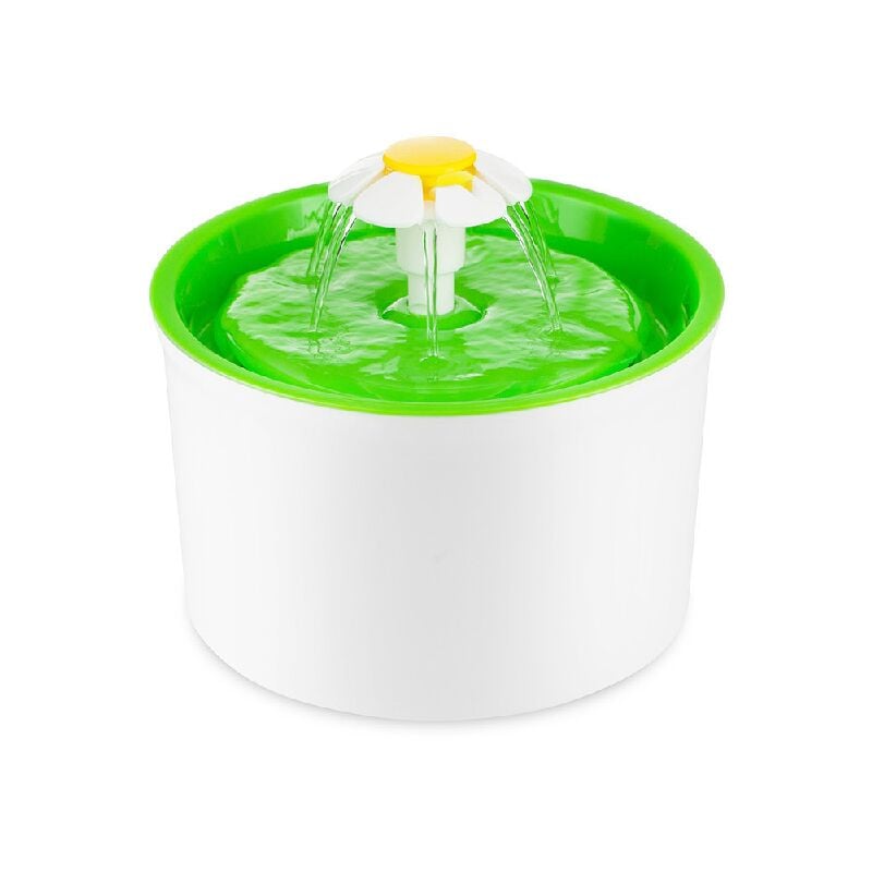 Fontaine à fleurs avec filtre triple action, fontaine à eau pour chat, 3 l, verte