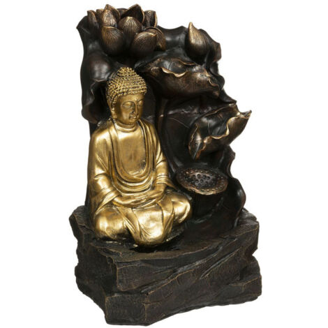 Fontaine & Bouddha Déco "Kalyani" 39cm Noir & Or