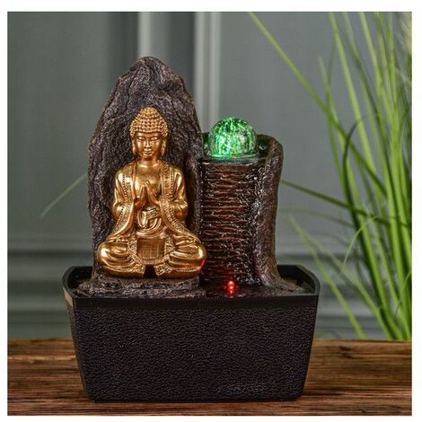 Fontaine Bouddha Haka - L 15 x l 20 x H 25 cm - LED - Livraison gratuite - Gris