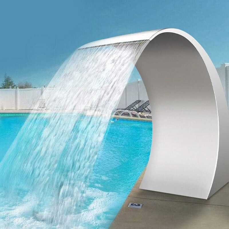 Fontaine cascade en acier inoxydable pour piscine 60 x 30 cm