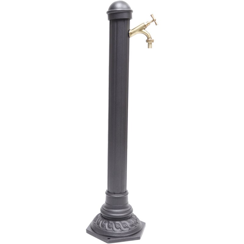 Fontaine colonne mod.Pandora en aluminium et fonte pour jardin potager et robinetterie laiton finition au choix : bruni