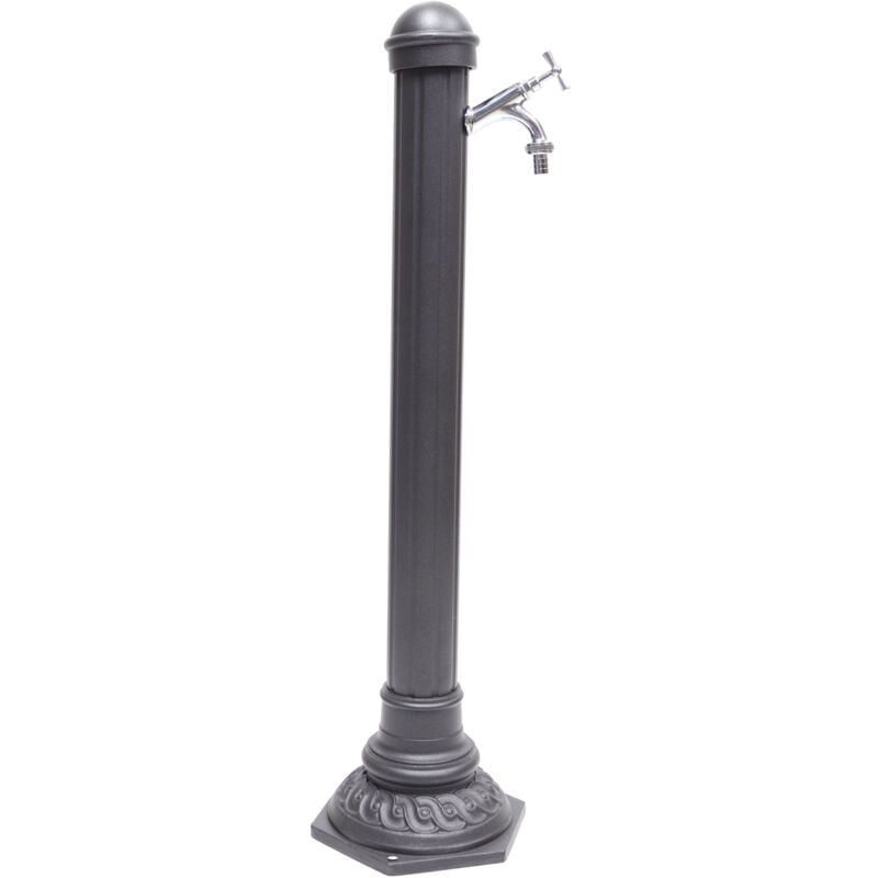 Fontaine colonne mod.Pandora en aluminium et fonte pour jardin potager et robinetterie laiton finition au choix : chrome